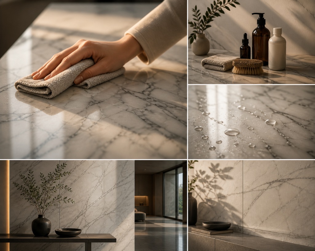 Cleaning of Italian Marble Wall Cladding
