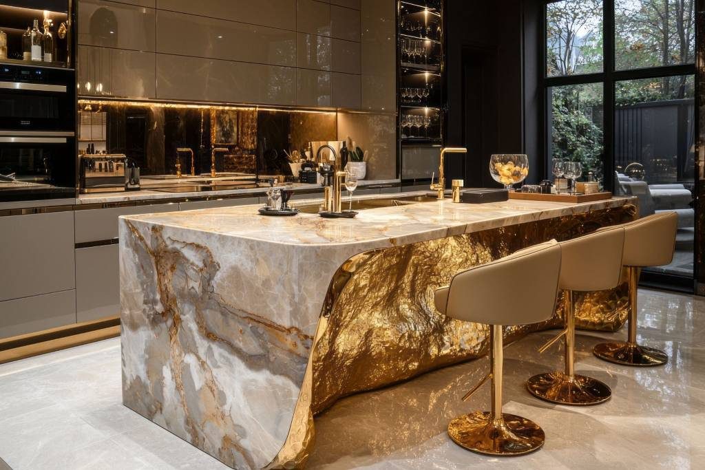 Marble kitchen island design