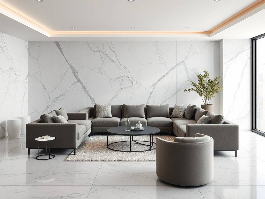 Minimalist Living Room Marble Interior Design