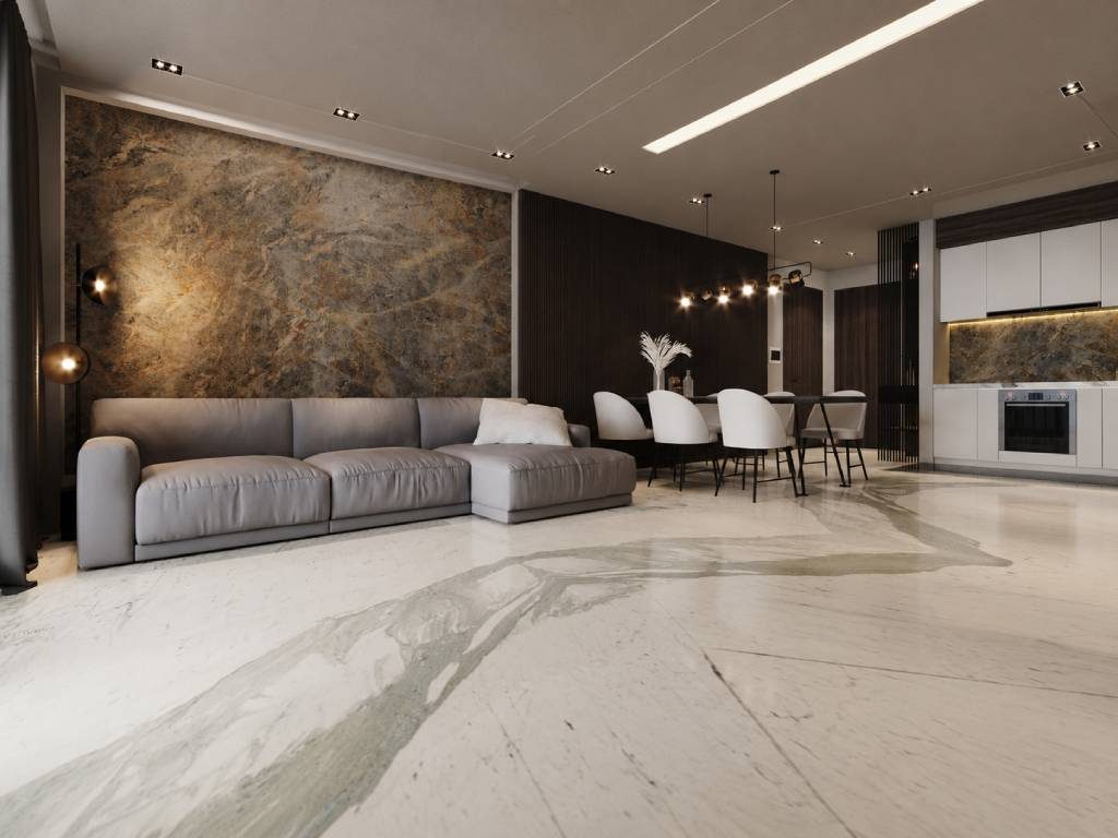 Statuario marble flooring