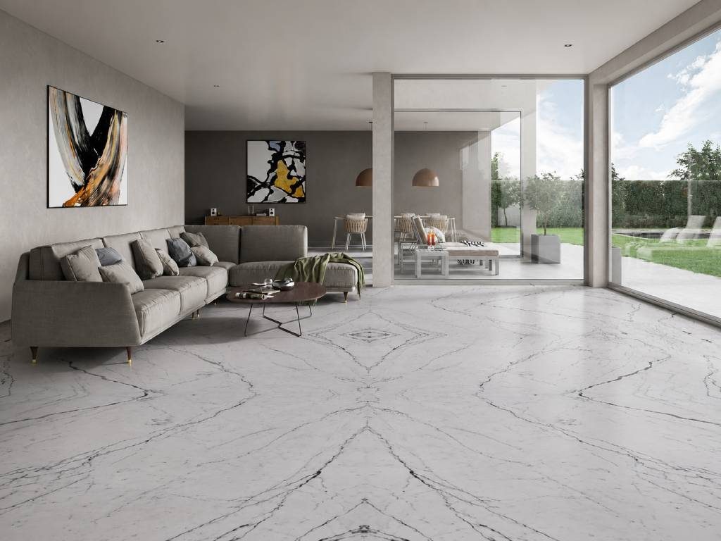 Statuario marble living room design