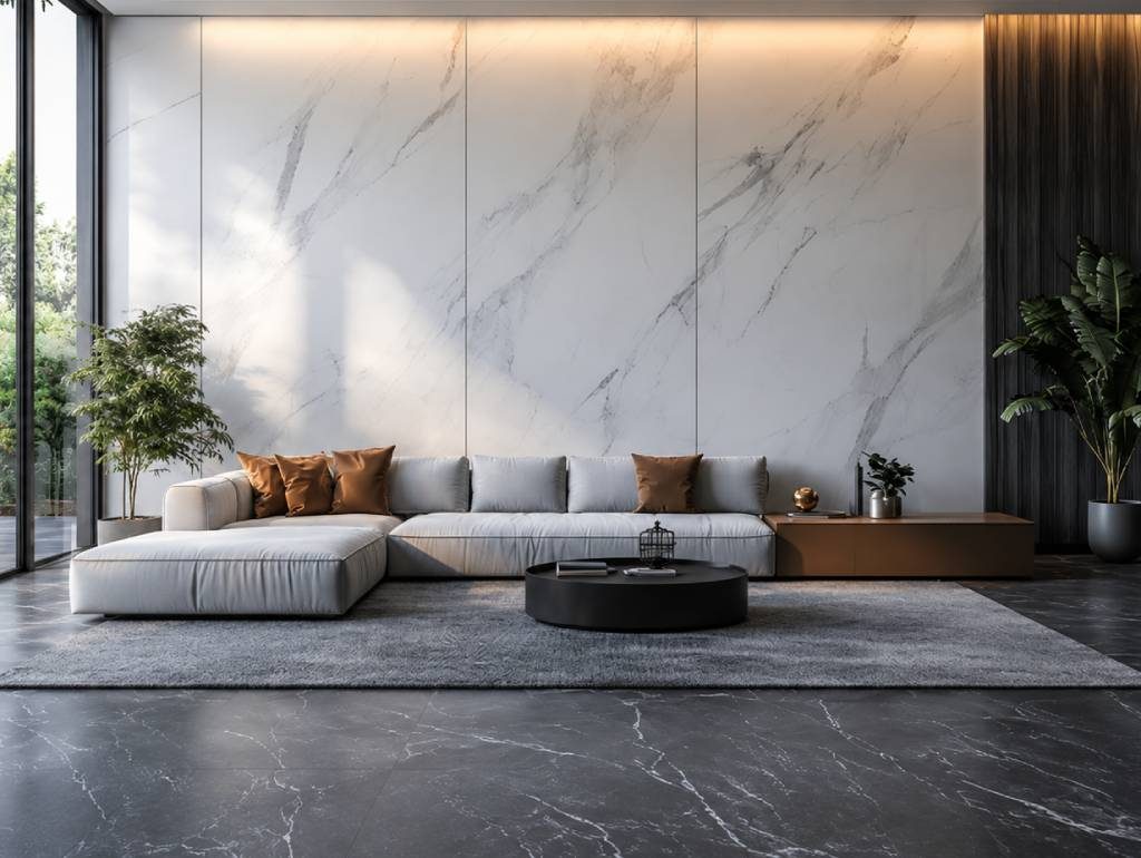 Statuario marble feature wall