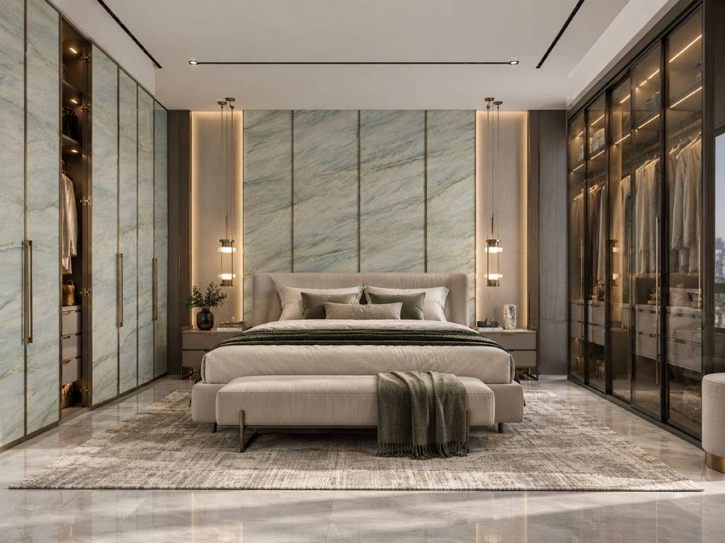 Bedrooms Marble Wardrobe Design