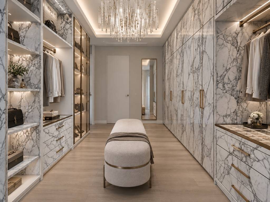 Marble Walk In Wardrobe Design