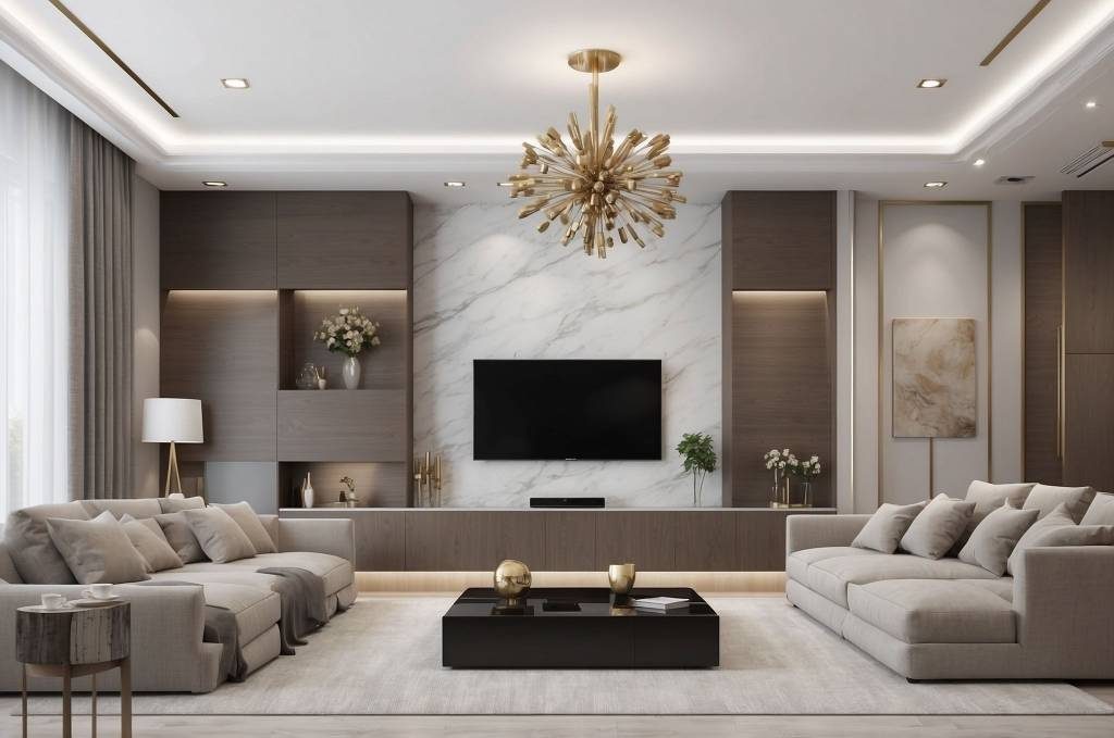 natural stone villa living room