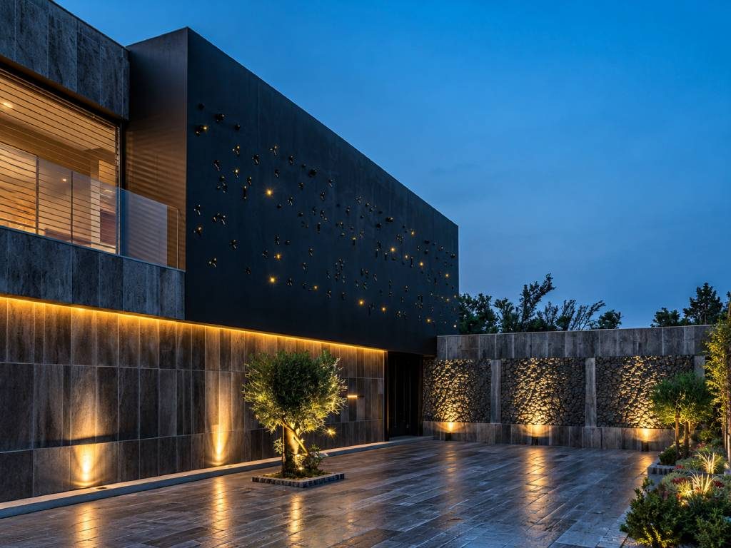 luxury villa natural stone exterior cladding