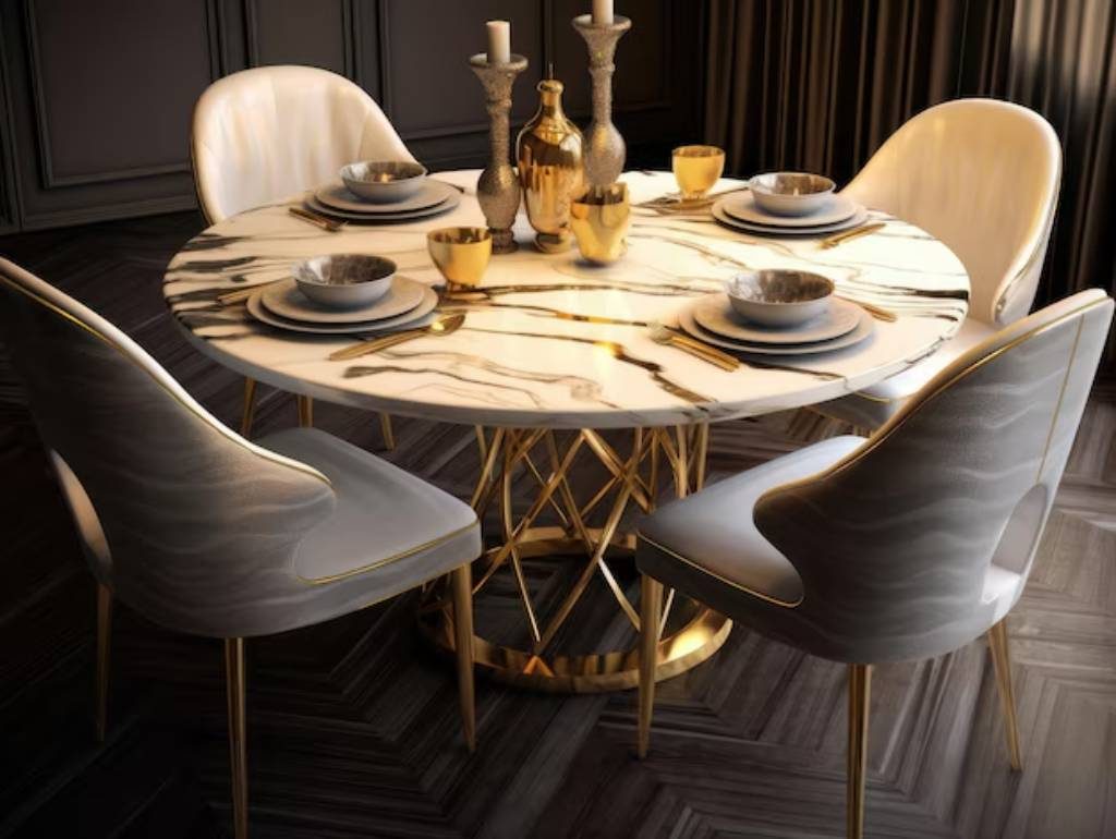 Biomorphic Form Luxury Marble dining Design