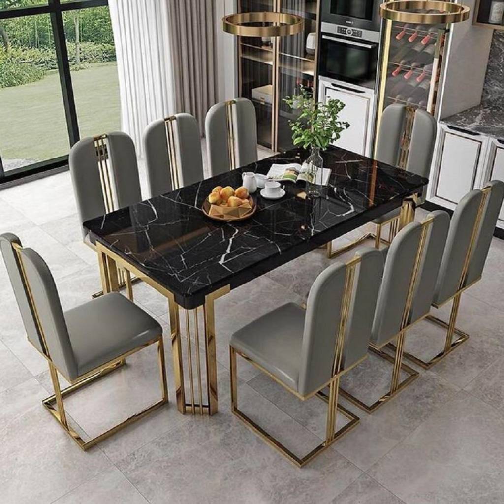 Metal Detailing with PVD Coating luxury marble dining design