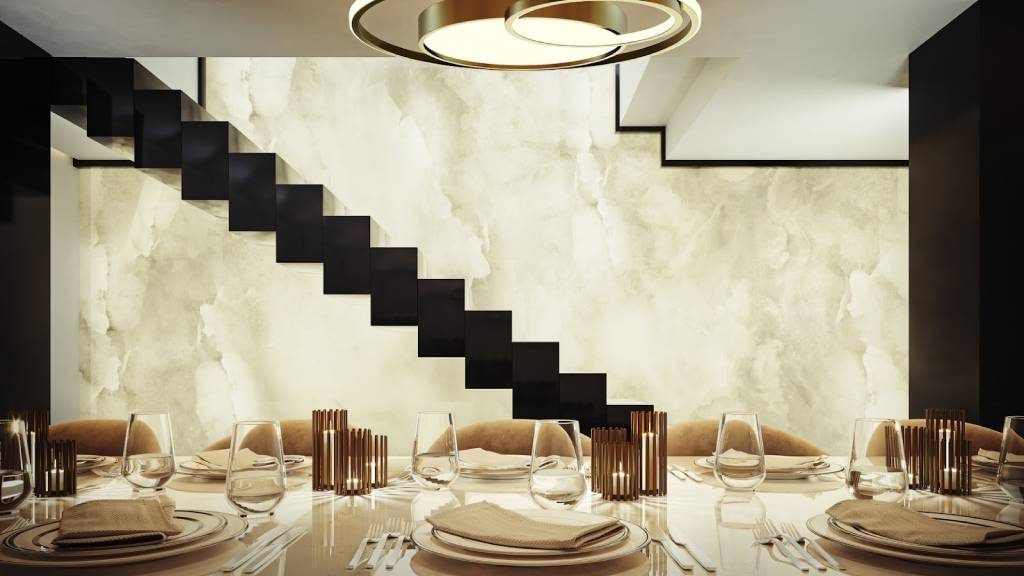 Premium Marble Dining with Architectural Drama