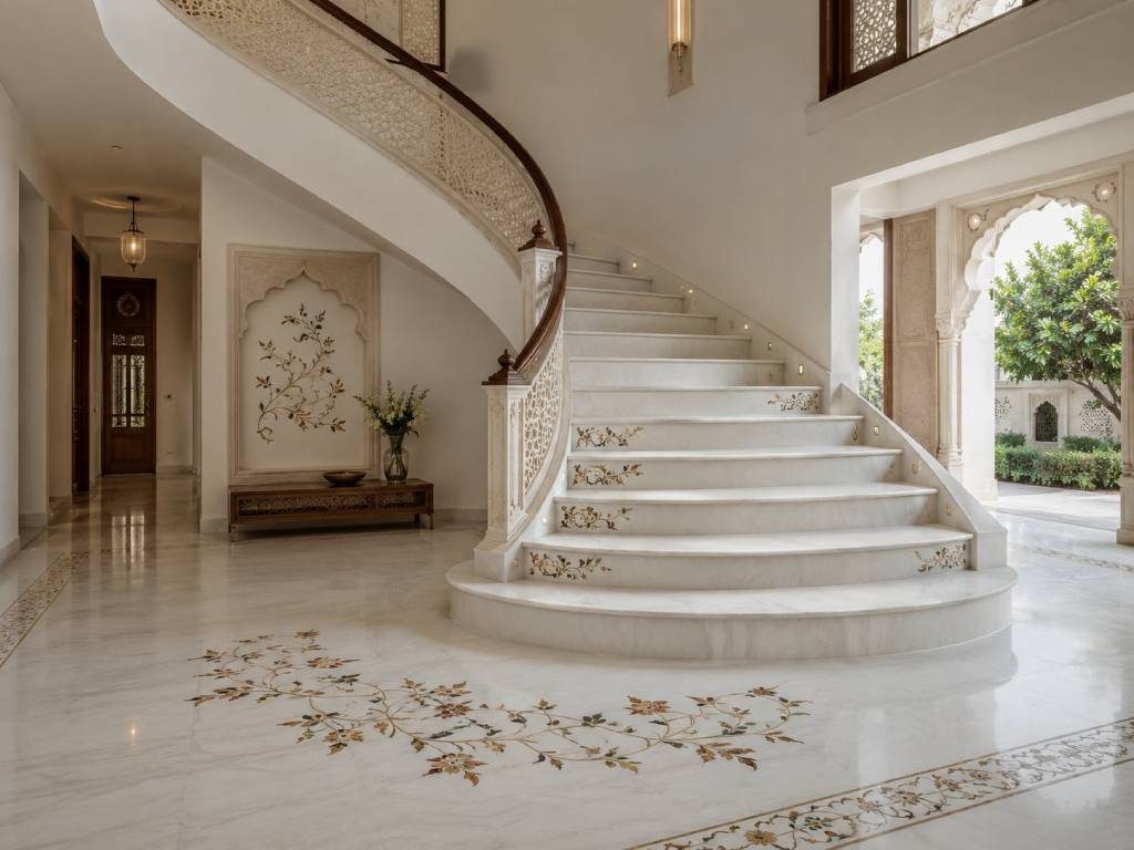 Curved Marble Staircase Design