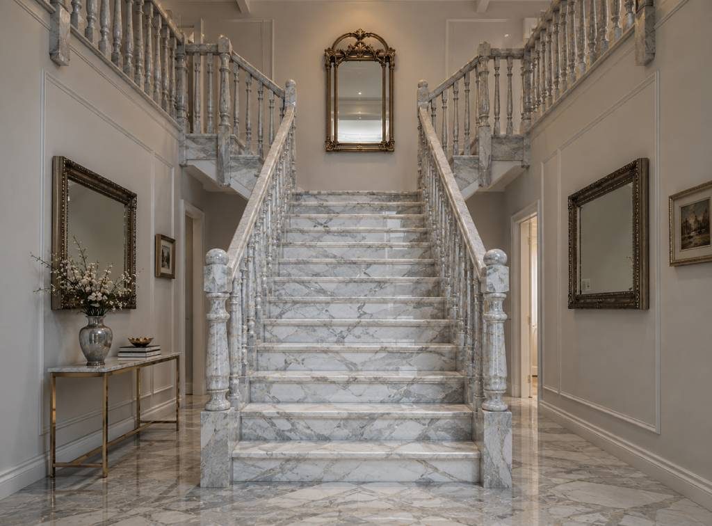 Modern Straight Marble Staircase