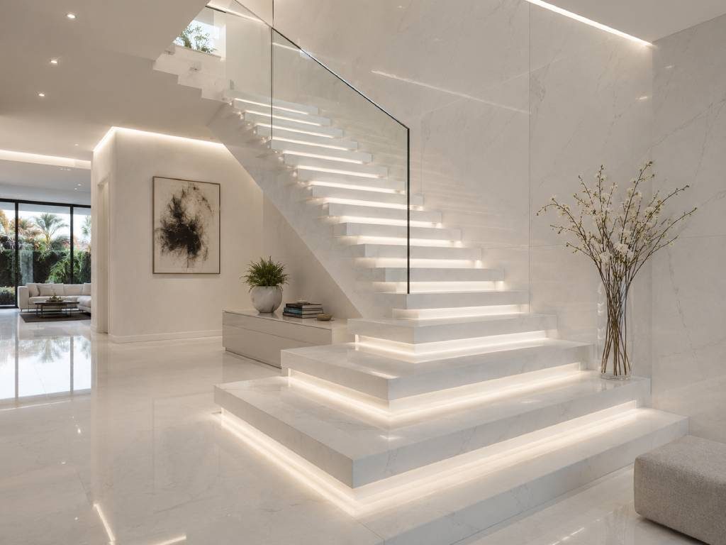 White Marble Staircase Design