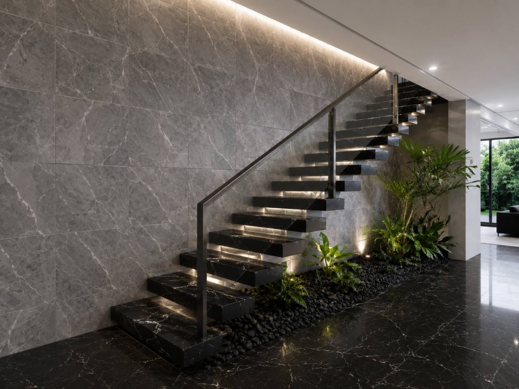 Black Marble Staircase Design