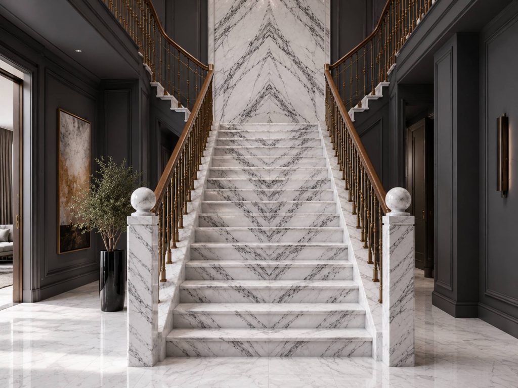 Bookmatched Marble Staircase