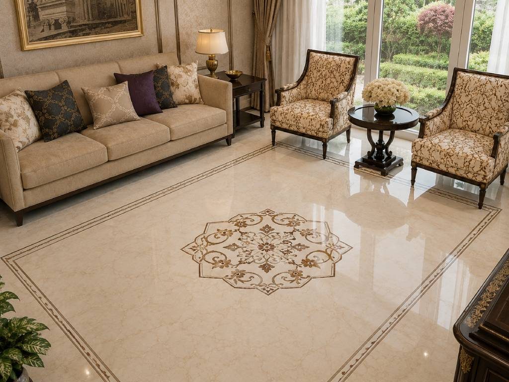 Marble inlay flooring design