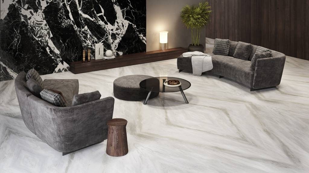 Large slab seamless marble flooring