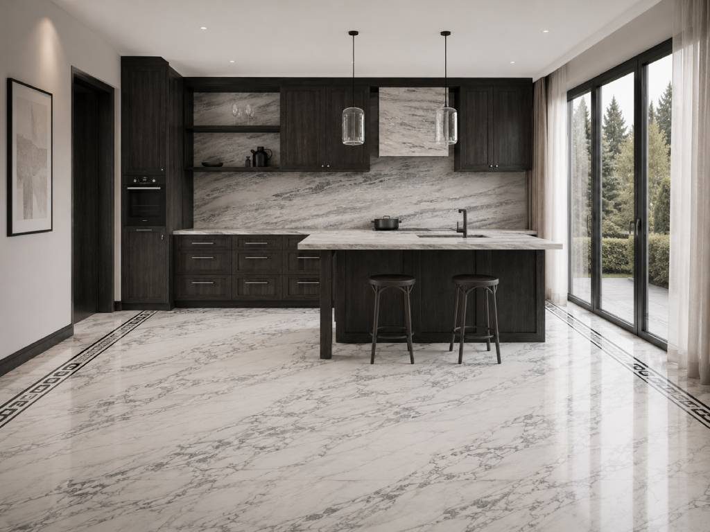 Italian marble flooring for kitchen