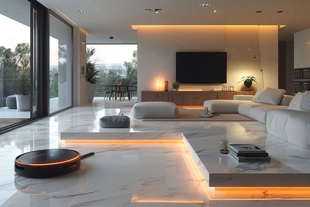Glossy Italian Marble Finish Vitrified Tiles Living Room