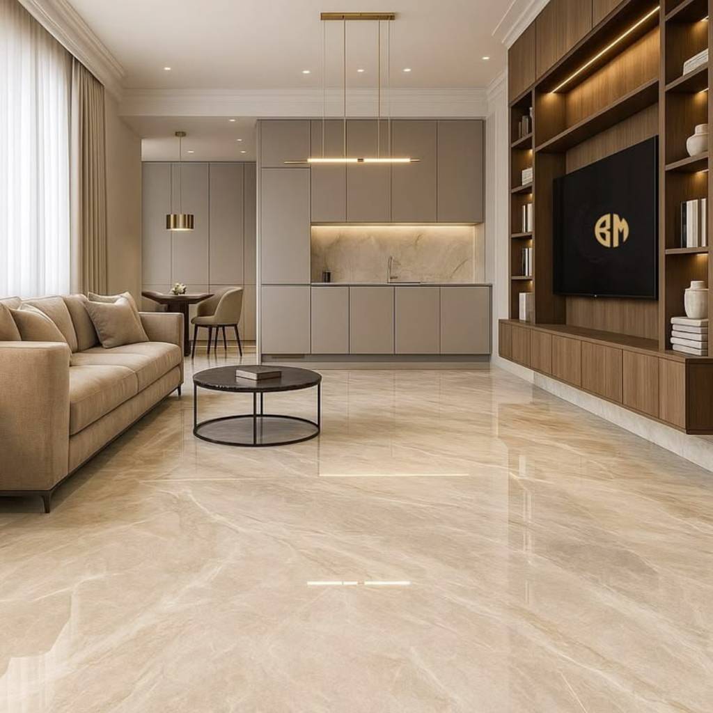 Satin Italian Marble Finish Vitrified Tiles Interior