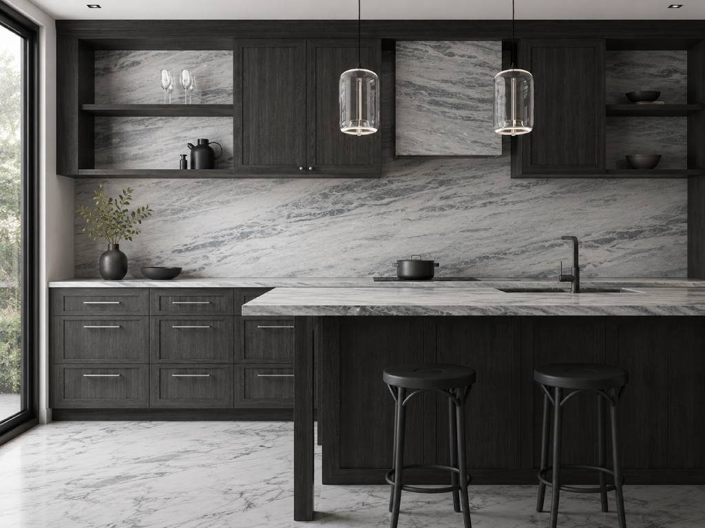 Marble + Wood Combination Kitchen Design