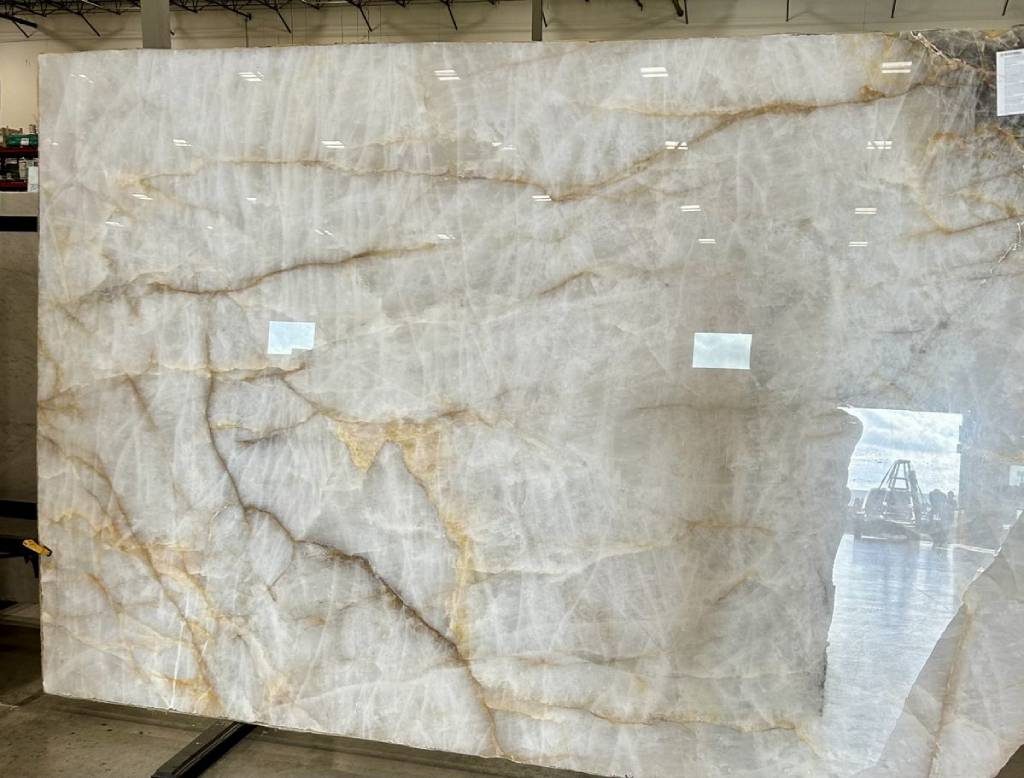White Onyx marble slab